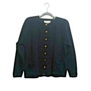 Vintage Baxter Wells Blue Petite Button Up Cardigan Sweater 100% Acrylic Large